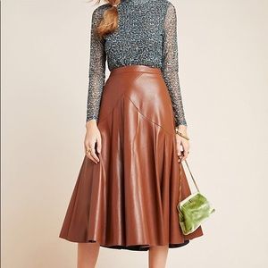 Maeve Mariska faux leather midi skirt (brown)